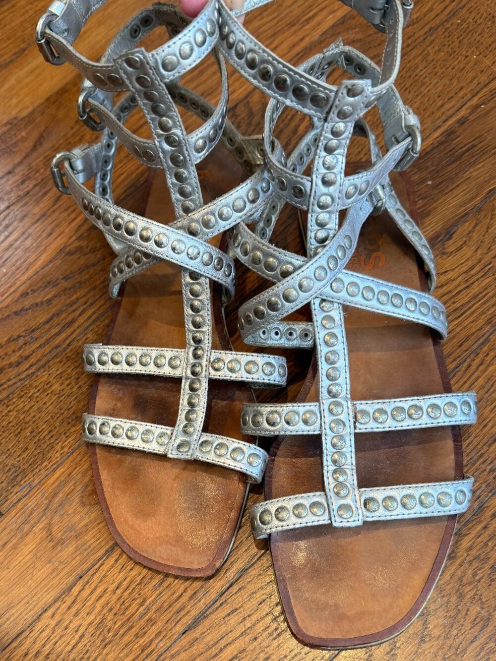 Michael Kors Silver Studded Gladiator Sandal size 8